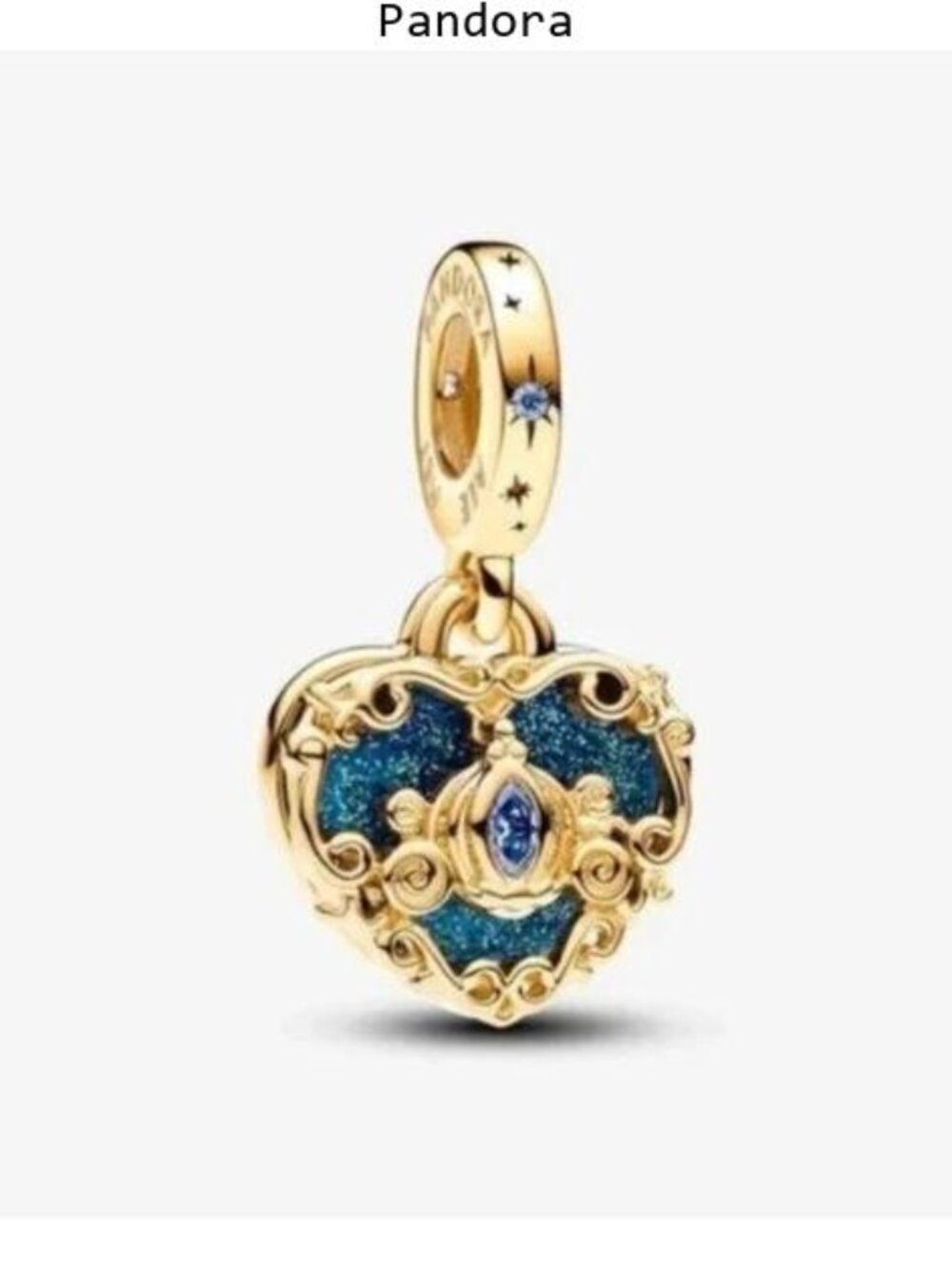 Pandora Cinderella's Carriage & Heart Double Dangle Charm